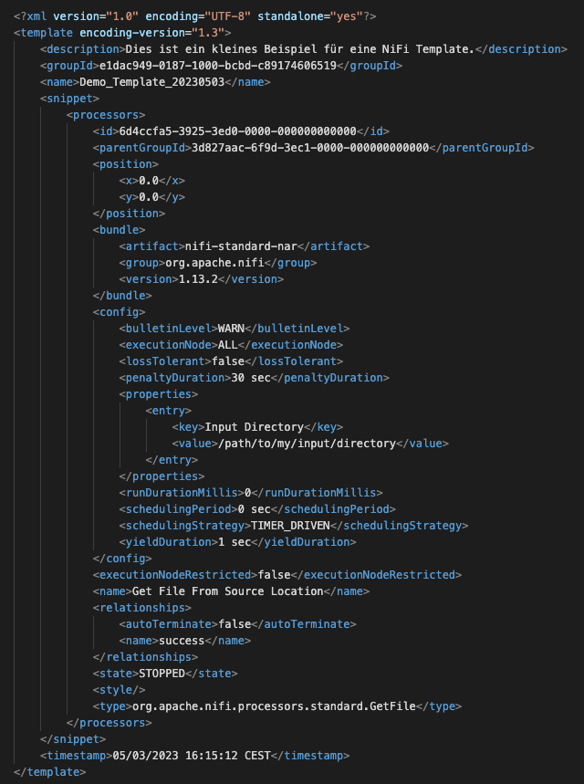 Apache NiFi Beispiel-Template