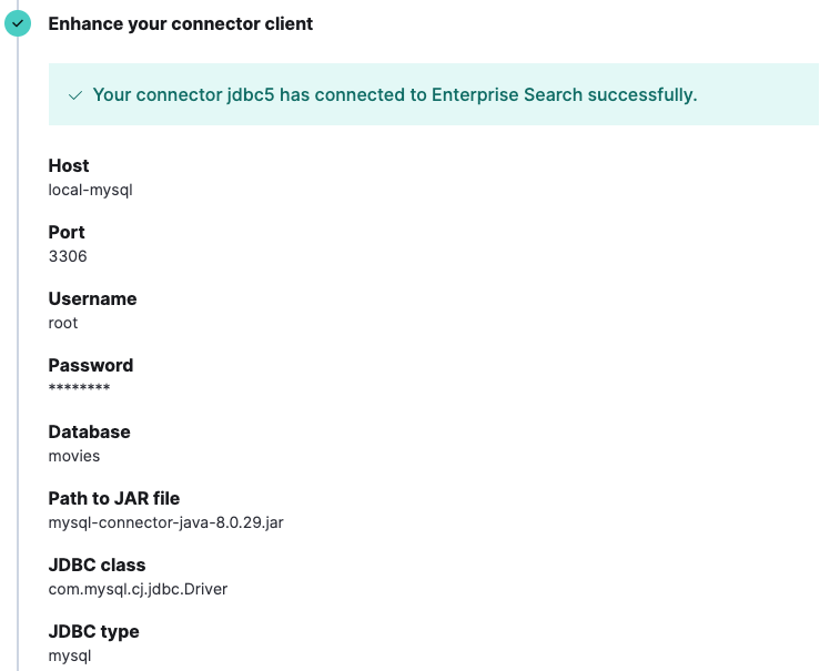 Elastic Konnektor wurde erfolgreich verbunden