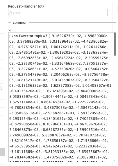 Query für ein Dense Vektor Suche in Apache Solr