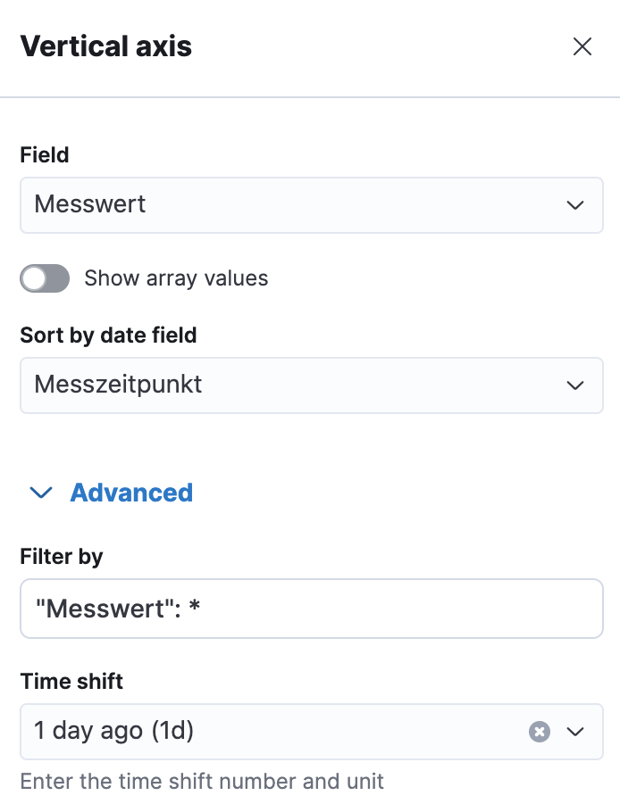 Lens_Layeer_Timeshift_Konfigurationsoptionen Kibana Lens Visualisierungseinstellungen für Datenvergleich