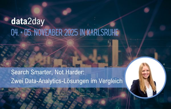 Auf der data2day 2025 erhalten Sie im Vortrag "Search Smarter, Not Harder: Zwei Data-Analytics-Lösungen im Vergleich" von Bianca Schlüter Einblicke in die Stärken, Einsatzszenarien und Unterschiede von Elasticsearch und OpenSearch.